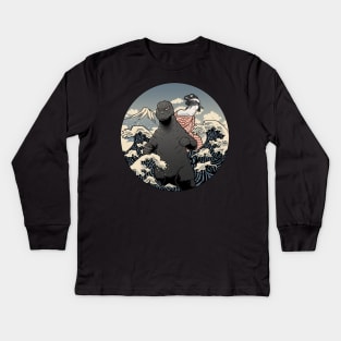 gojira ukiyo e Kids Long Sleeve T-Shirt